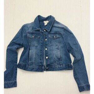 Nicole Miller New York Womens Classic Pocket Cotton Blenf Blue Jean Jacket Small